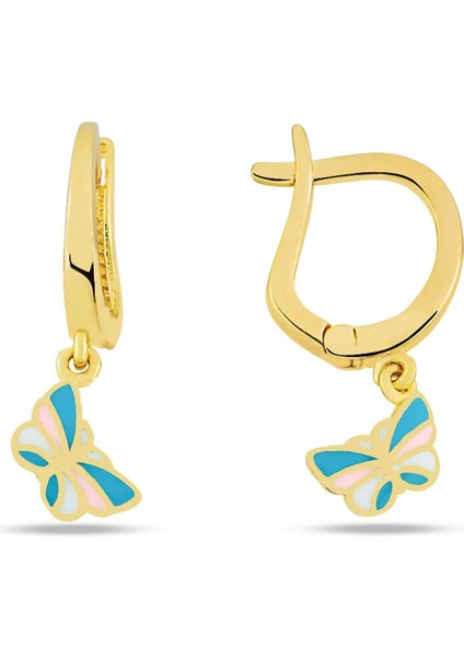 Sallantılı Renkli Kelebek Çocuk Küpesi