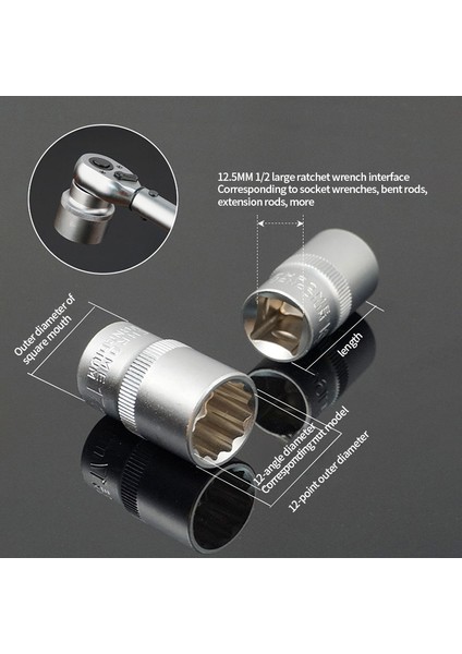 1/2 Yıldız Lokma Takımı 12 Köşeli (8-9-10-11-12-13-14-15-16-17-18-19-20-21-22-24-27-30-32 Mm) modelleri