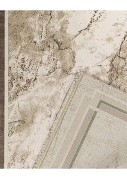 Farah Çerçeveli Bej Akrilik Dikdörtgen Modern Desenli Akrilik Hav Vermeyen Leke Tutmayan Kolay Temizlenen Yumuşak Makine Salon Yolluk Mutfak Halı modelleri