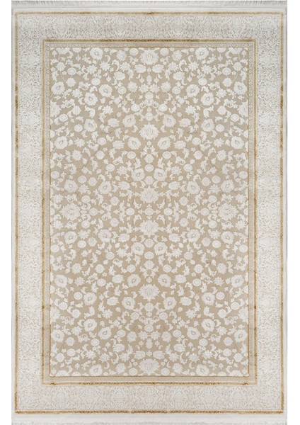 Vapi Çerçeveli Krem Akrilik Dikdörtgen Modern Desenli Akrilik Hav Vermeyen Leke Tutmayan Kolay Temizlenen Yumuşak Makine Salon Yolluk Mutfak Halı