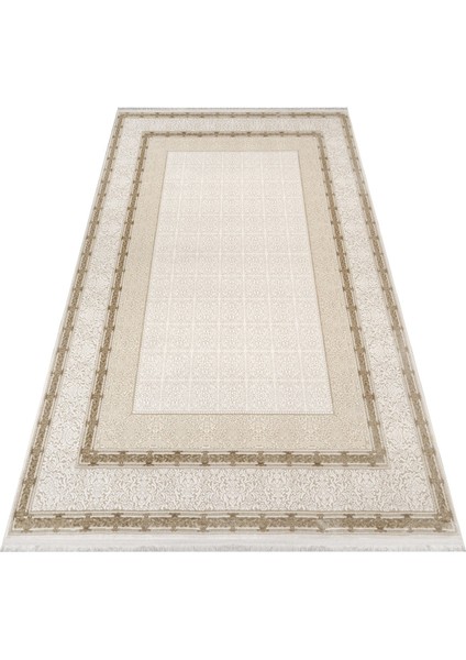 Jhansi Çerçeveli Bej Akrilik Dikdörtgen Modern Desenli Akrilik Hav Vermeyen Leke Tutmayan Kolay Temizlenen Yumuşak Makine Salon Yolluk Mutfak Halı fırsatları