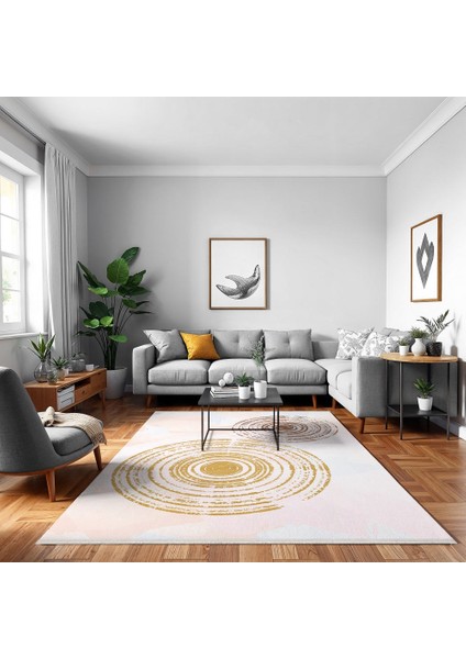 Modern Beyaz Pamuk Daire Modern Desenli Pamuk Makinada Yıkanabilir Hav Toz Vermez Leke Tutmayan Kaymaz Taban Dijital Makine Baskı Salon Yolluk Mutfak Halı fırsatları