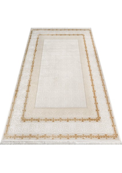 Pali Çerçeveli Krem Akrilik Dikdörtgen Modern Desenli Akrilik Hav Vermeyen Leke Tutmayan Kolay Temizlenen Yumuşak Makine Salon Yolluk Mutfak Halı fırsatları