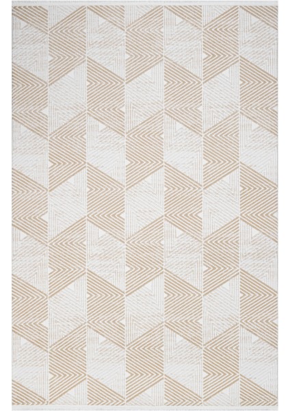 Cali Krem Geometrik Etnik Modern Desenli Akrilik Hav Vermeyen Leke Tutmayan Kolay Temizlenen Yumuşak Makine Salon Yolluk Mutfak Halı