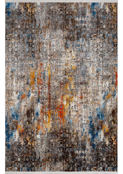 Collins Kahverengi Eskitme Etnik Modern Desenli Pamuk Hav Vermeyen Leke Tutmayan Kolay Temizlenen Yumuşak Makine Salon Yolluk Mutfak Halı