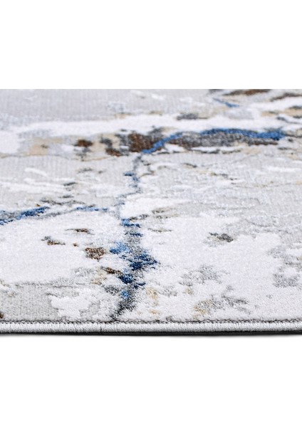 Abysmal Lacivert Mermer Etnik Modern Desenli Akrilik Hav Vermeyen Leke Tutmayan Kolay Temizlenen Yumuşak Makine Salon Yolluk Mutfak Halı fırsatları