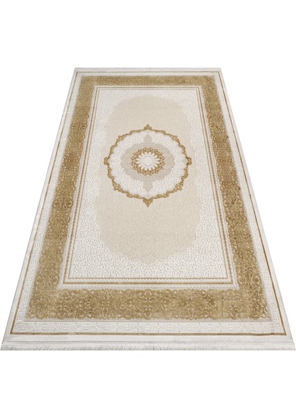 Tinsukia Çerçeveli Bej Akrilik Dikdörtgen Modern Desenli Akrilik Hav Vermeyen Leke Tutmayan Kolay Temizlenen Yumuşak Makine Salon Yolluk Mutfak Halı fırsatları