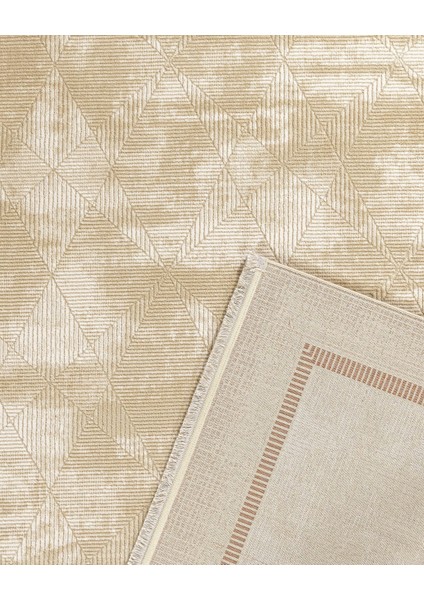 Ghazal Çerçeveli Bej Akrilik Dikdörtgen Modern Desenli Akrilik Hav Vermeyen Leke Tutmayan Kolay Temizlenen Yumuşak Makine Salon Yolluk Mutfak Halı modelleri