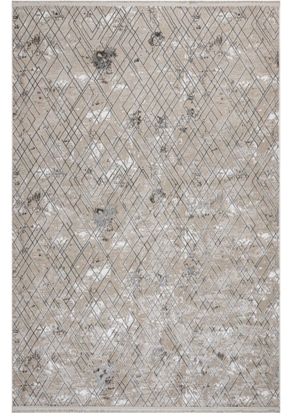 Oasis Geometrik Gri Mikrofiber Dikdörtgen Modern Desenli Akrilik Hav Vermeyen Leke Tutmayan Kolay Temizlenen Yumuşak Makine Salon Yolluk Mutfak Halı