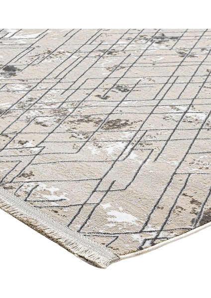 Oasis Geometrik Gri Mikrofiber Dikdörtgen Modern Desenli Akrilik Hav Vermeyen Leke Tutmayan Kolay Temizlenen Yumuşak Makine Salon Yolluk Mutfak Halı indirimleri