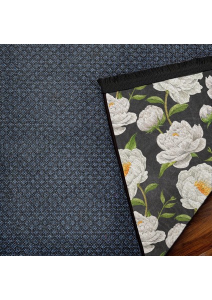 Çiçekli Beyaz Pamuk Dikdörtgen Modern Desenli Pamuk Makinada Yıkanabilir Hav Toz Vermez Leke Tutmayan Kaymaz Taban Dijital Makine Baskı Salon Yolluk Mutfak Halı indirimleri