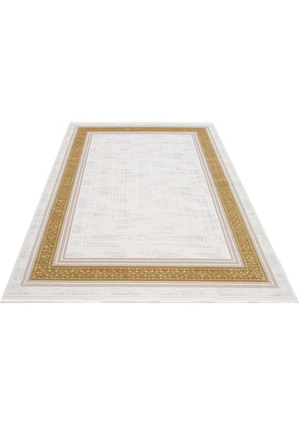 Josman Çerçeveli Gold Akrilik Dikdörtgen Modern Desenli Akrilik Hav Vermeyen Leke Tutmayan Kolay Temizlenen Yumuşak Makine Salon Yolluk Mutfak Halı fiyatları