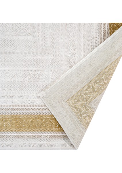 Josman Çerçeveli Gold Akrilik Dikdörtgen Modern Desenli Akrilik Hav Vermeyen Leke Tutmayan Kolay Temizlenen Yumuşak Makine Salon Yolluk Mutfak Halı indirimleri