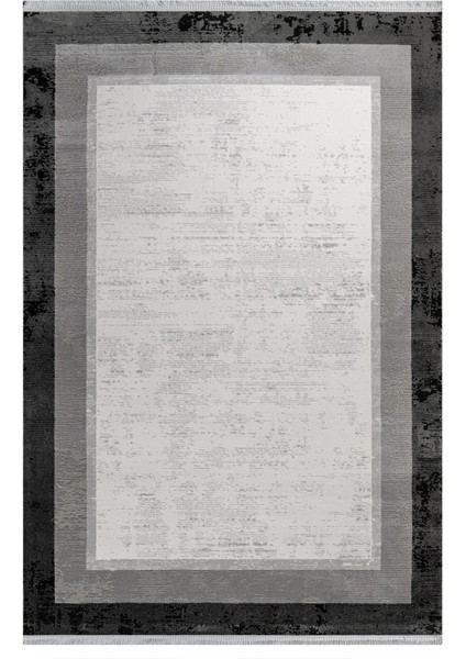 Hapur Çerçeveli Gri Akrilik Dikdörtgen Modern Desenli Akrilik Hav Vermeyen Leke Tutmayan Kolay Temizlenen Yumuşak Makine Salon Yolluk Mutfak Halı