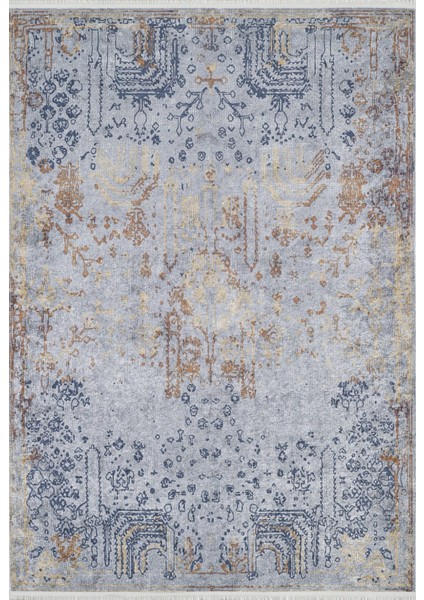 Jhelum Sarı Modern Etnik Desenli Makinada Yıkanabilir Hav Toz Vermez Leke Tutmayan Kaymaz Taban Dijital Makine Baskı Salon Yolluk Mutfak Halı