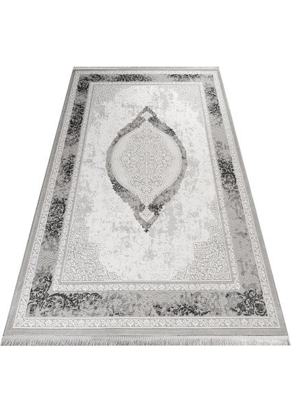 Mayar Çerçeveli Gri Akrilik Dikdörtgen Modern Desenli Akrilik Hav Vermeyen Leke Tutmayan Kolay Temizlenen Yumuşak Makine Salon Yolluk Mutfak Halı fırsatları