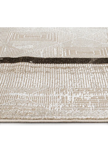 Frieda Çerçeveli Bej Mikrofiber Dikdörtgen Modern Desenli Akrilik Hav Vermeyen Leke Tutmayan Kolay Temizlenen Yumuşak Makine Salon Yolluk Mutfak Halı modelleri