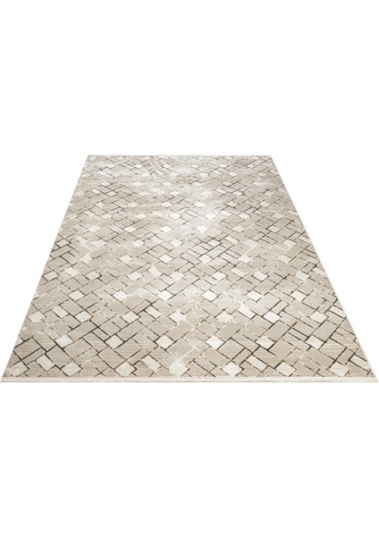 Selina Geometrik Bej Mikrofiber Dikdörtgen Modern Desenli Akrilik Hav Vermeyen Leke Tutmayan Kolay Temizlenen Yumuşak Makine Salon Yolluk Mutfak Halı modelleri