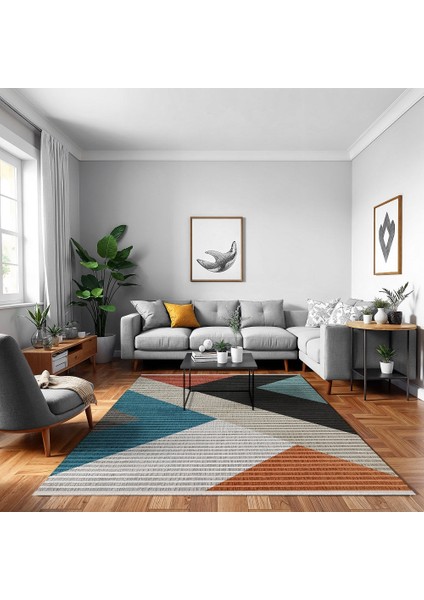 Geometrik Turuncu Pamuk Dikdörtgen Modern Desenli Pamuk Makinada Yıkanabilir Hav Toz Vermez Leke Tutmayan Kaymaz Taban Dijital Makine Baskı Salon Yolluk Mutfak Halı modelleri