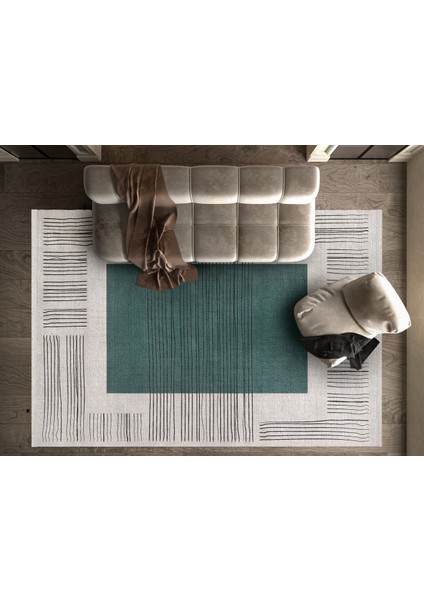 Geometrik Yeşil Pamuk Dikdörtgen Modern Desenli Pamuk Makinada Yıkanabilir Hav Toz Vermez Leke Tutmayan Kaymaz Taban Dijital Makine Baskı Salon Yolluk Mutfak Halı fiyatları