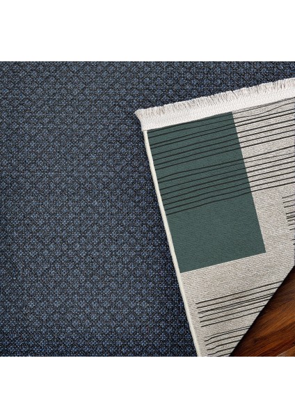 Geometrik Yeşil Pamuk Dikdörtgen Modern Desenli Pamuk Makinada Yıkanabilir Hav Toz Vermez Leke Tutmayan Kaymaz Taban Dijital Makine Baskı Salon Yolluk Mutfak Halı indirimleri