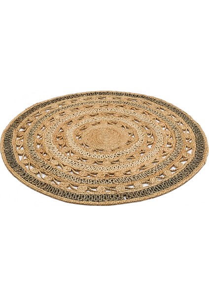 Liezen Geometrik Bej Jüt Daire Modern Desenli Akrilik Hav Vermeyen Leke Tutmayan Kolay Temizlenen Yumuşak Makine Salon Yolluk Jüt Halı modelleri