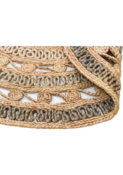 Liezen Geometrik Bej Jüt Daire Modern Desenli Akrilik Hav Vermeyen Leke Tutmayan Kolay Temizlenen Yumuşak Makine Salon Yolluk Jüt Halı fırsatları