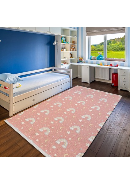 Figürlü Pembe Pamuk Dikdörtgen Modern Desenli Pamuk Makinada Yıkanabilir Hav Toz Vermez Leke Tutmayan Kaymaz Taban Dijital Makine Baskı Salon Yolluk Mutfak Halı fiyatları