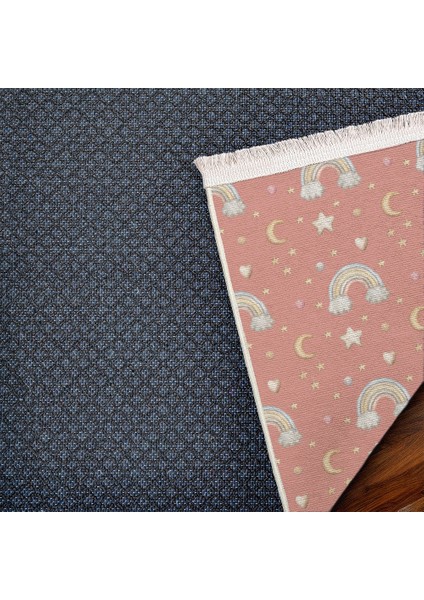 Figürlü Pembe Pamuk Dikdörtgen Modern Desenli Pamuk Makinada Yıkanabilir Hav Toz Vermez Leke Tutmayan Kaymaz Taban Dijital Makine Baskı Salon Yolluk Mutfak Halı indirimleri