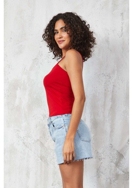 Kırmızı Ekru 2'li Ince Ip Askılı Pamuklu Basic Atlet 27274 modelleri