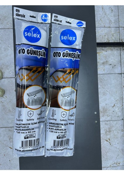 2 Adet Selex Oto Güneşlik 130X60 cm Katlanabilir Vantuzlu Güneş Koruyucu perde