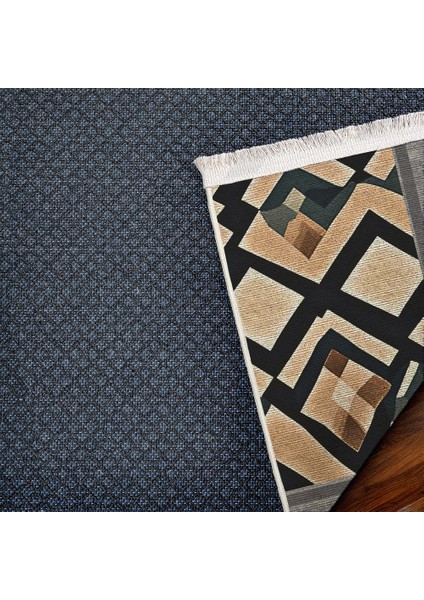 Geometrik Kahverengi Pamuk Dikdörtgen Modern Desenli Pamuk Makinada Yıkanabilir Hav Toz Vermez Leke Tutmayan Kaymaz Taban Dijital Makine Baskı Salon Yolluk Mutfak Halı indirimleri