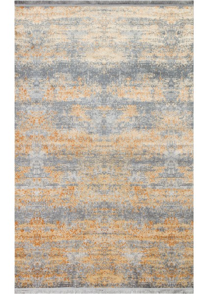 Turuncu Modern Etnik Desenli Hav Vermeyen Leke Tutmayan Kolay Temizlenen Yumuşak Makine Salon Yolluk Mutfak Halı