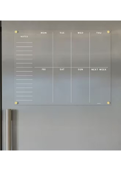 Notlu Manyetik Akrilik Haftalık Buzdolabı Takvimi | Mutfak Düzenleme Panosu