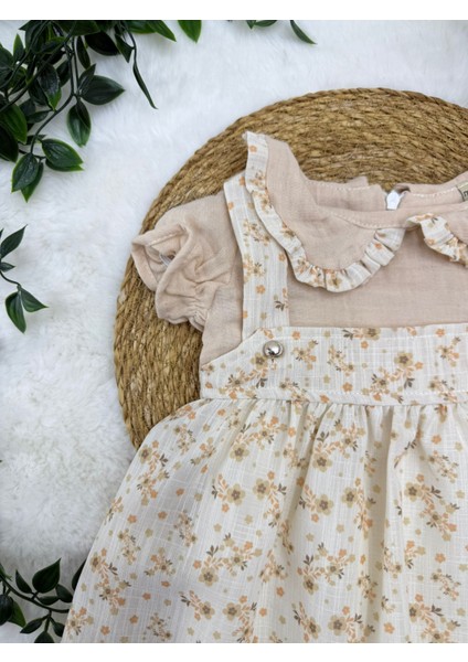 Kız Bebek Yaka Detaylı %100 Pamuklu Çiçek Desenli Elbise fiyatları