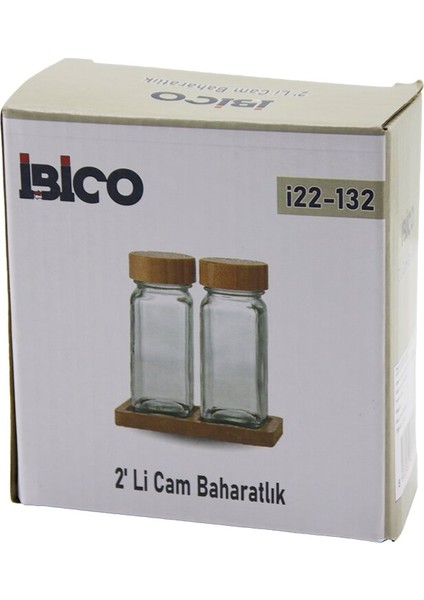 2pcs Bambu Kapaklı Cam Tuzluk - Biberlik - Baharatlık 120ML (4741)