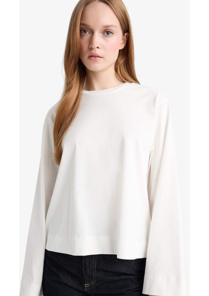 Regular Fit Bisiklet Yaka Uzun Kollu Tişört Tunik G0377AX25AU