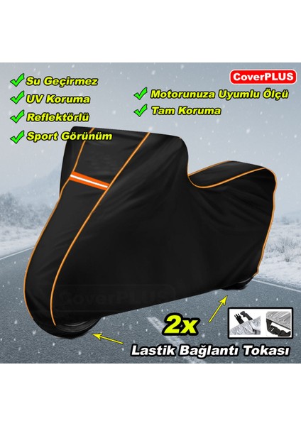 Reflektörlü Siyah Turuncu Dikişli Kad?rga KD-250GY Pro Branda Motosiket Brandası Motor Örtüsü Çadır Su Geçirmez Motosiklet Kılıfı Motor Brandası fiyatları