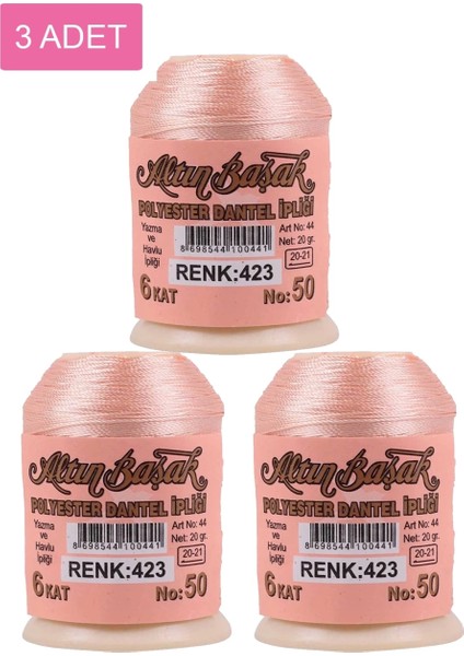 3 Adet Altınbaşak Oya ve Dantel Ipi 20 gr - - No: 423