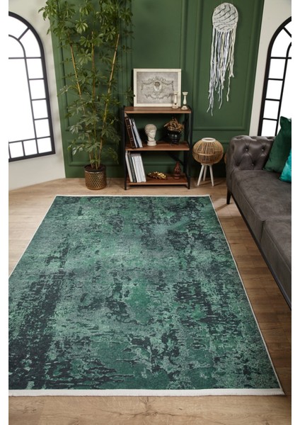 Gojra Yeşil Modern Etnik Desenli Makinada Yıkanabilir Hav Toz Vermez Leke Tutmayan Kaymaz Taban Dijital Makine Baskı Salon Yolluk Mutfak Halı fiyatları