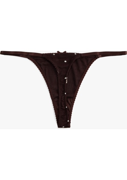 Kurdele Detaylı Viskon Rahat Kalıp Puantiyeli String Külot fiyatları