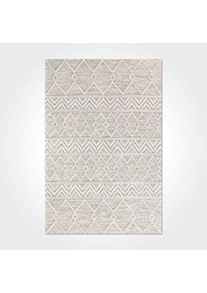 Alicia Geometrik Krem Pamuk Dikdörtgen Modern Desenli Pamuk Makinada Yıkanabilir Hav Toz Vermez Leke Tutmayan Kaymaz Taban Dijital Makine Baskı Salon Yolluk Mutfak Halı