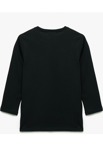 Pamuklu Uzun Kollu Bisiklet Yaka Baskılı Tişört fiyatları