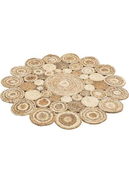 Liezen Geometrik Bej Jüt Daire Modern Desenli Akrilik Hav Vermeyen Leke Tutmayan Kolay Temizlenen Yumuşak Makine Salon Yolluk Jüt Halı modelleri