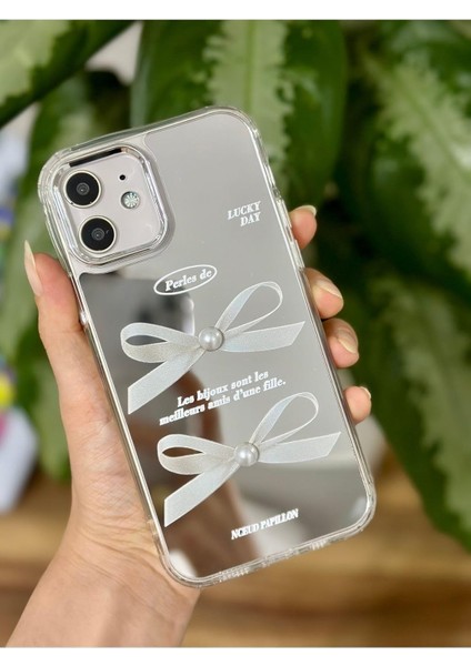Aksesuar Iphone 12 ve 12 Pro ile Uyumlu Aynalı Fiyonk Darbe Önleyici Kamera Korumalı Silikon Kılıf