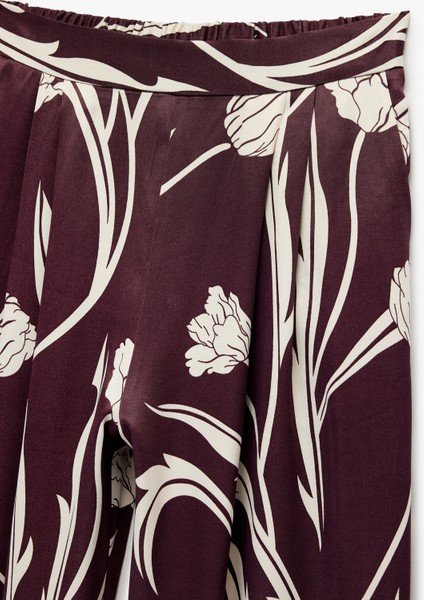 Yüksek Bel Floral Desenli Saten Palazzo Pantolon modelleri