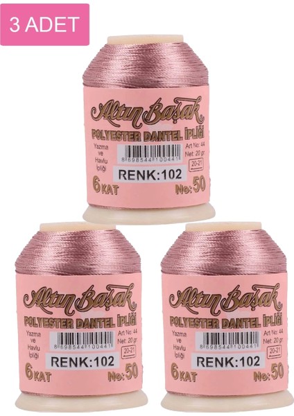 3 Adet Altınbaşak Oya ve Dantel Ipi 20 gr - - No: 102