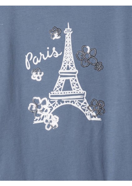 Kız Çocuk Mavi Grafikli T-Shirt fiyatları