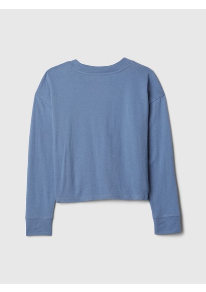 Kız Çocuk Mavi Grafikli T-Shirt modelleri