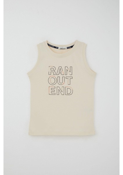 Erkek Çocuk Şortlu Takım Sıfır Kollu Yazı Baskılı Bağcık Aksesuarlı 8-14 Yaş, Krem fiyatları